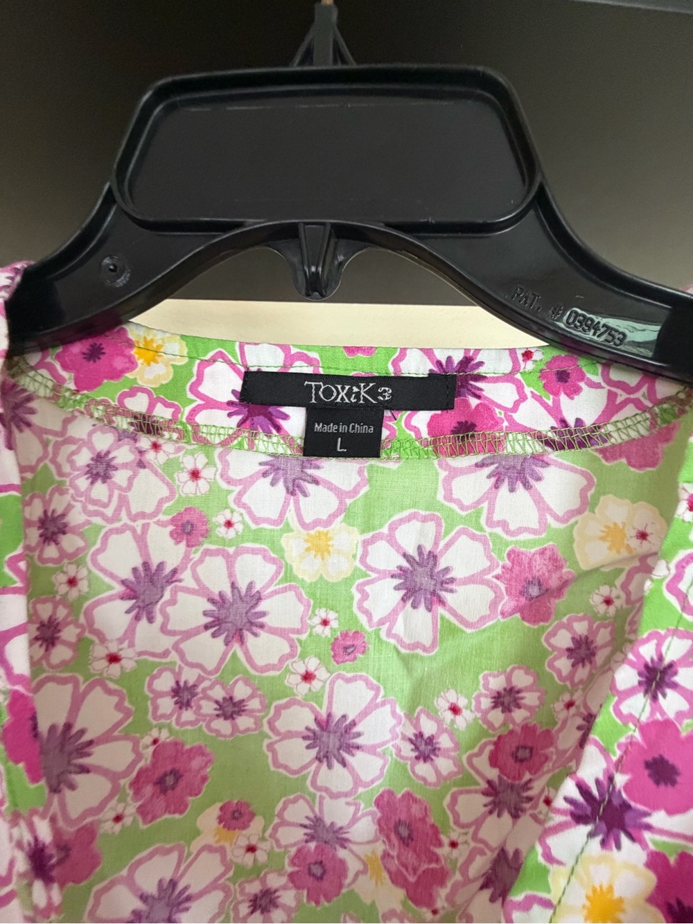 Toxik3 Floral Scoop Neck Blouse in Green and Pink